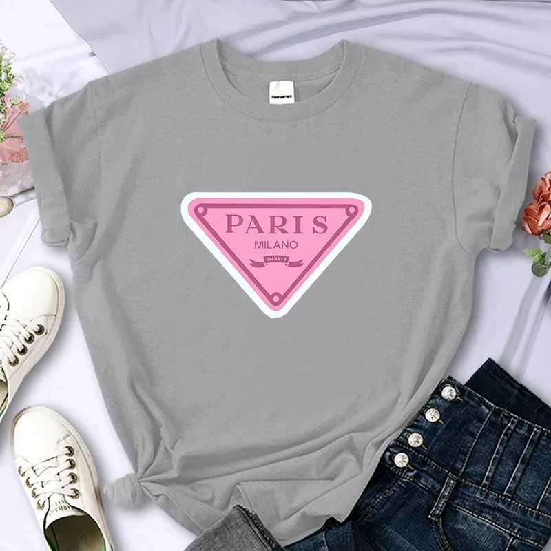 Luxury Brand Paris For Womens High-Quality Summer Printing T-shirt 100 Cotton Casual Oversized Y2k Personality Sleeve O-neckT260310