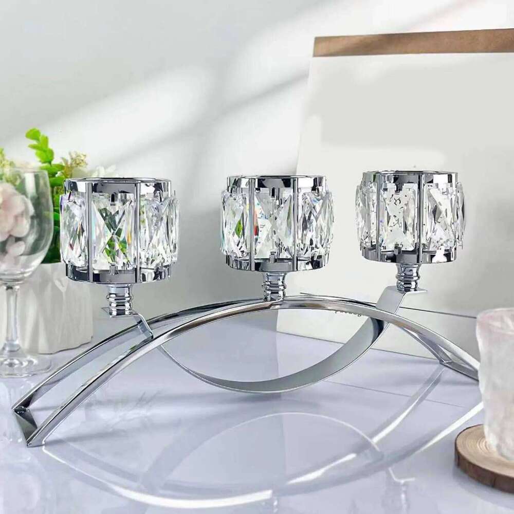 Tea Light Candle Holder Candelabrum 3 Arms Glass Bowl Tealight Candelabra for Wedding Anniversary Party Cafe Decor H260310