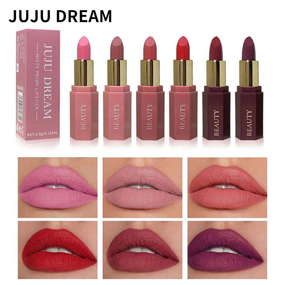 Six-color lipstick, non-fading non-stick cup, long-lasting velvet luster, matte lipstick waterproof lipstick-JUJU DREAM Z260310