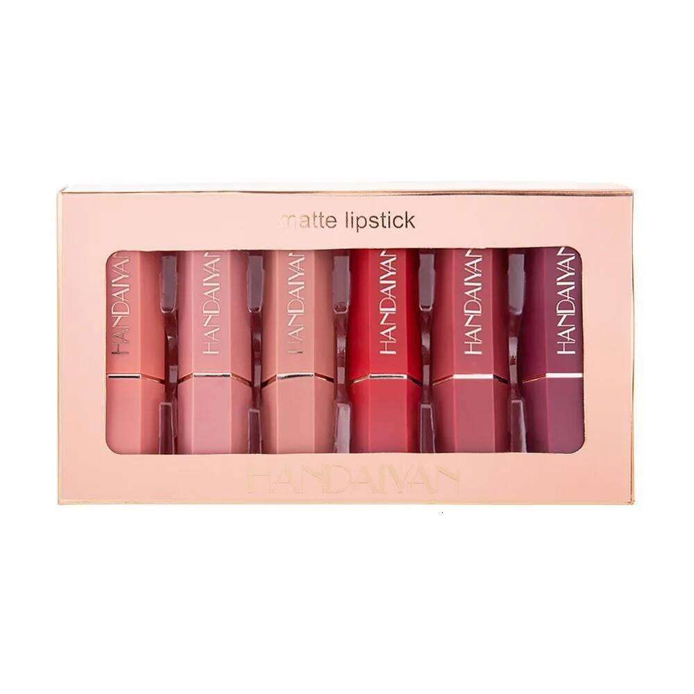 6Pcs/set 6 Colors Matte Velvet Set Long Lasting Red Lipstick Waterproof Women Make Up Cosmetics Z260310