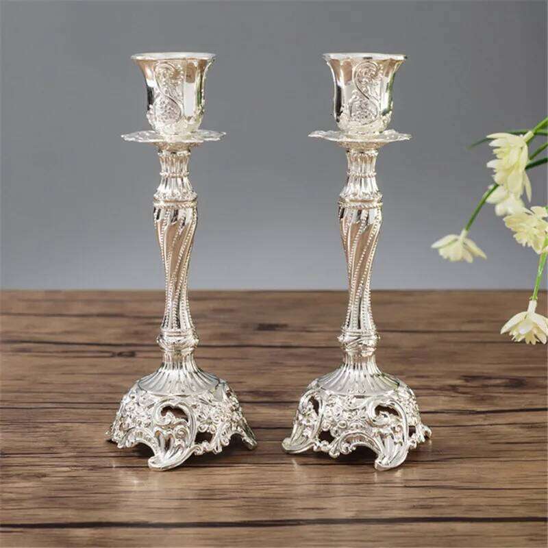 2 Pcs Vintage Metal Pillar Candlestick Holders Creativity Candelabra Set for Wedding Party Dinner Centerpiece Home Decoration H260310