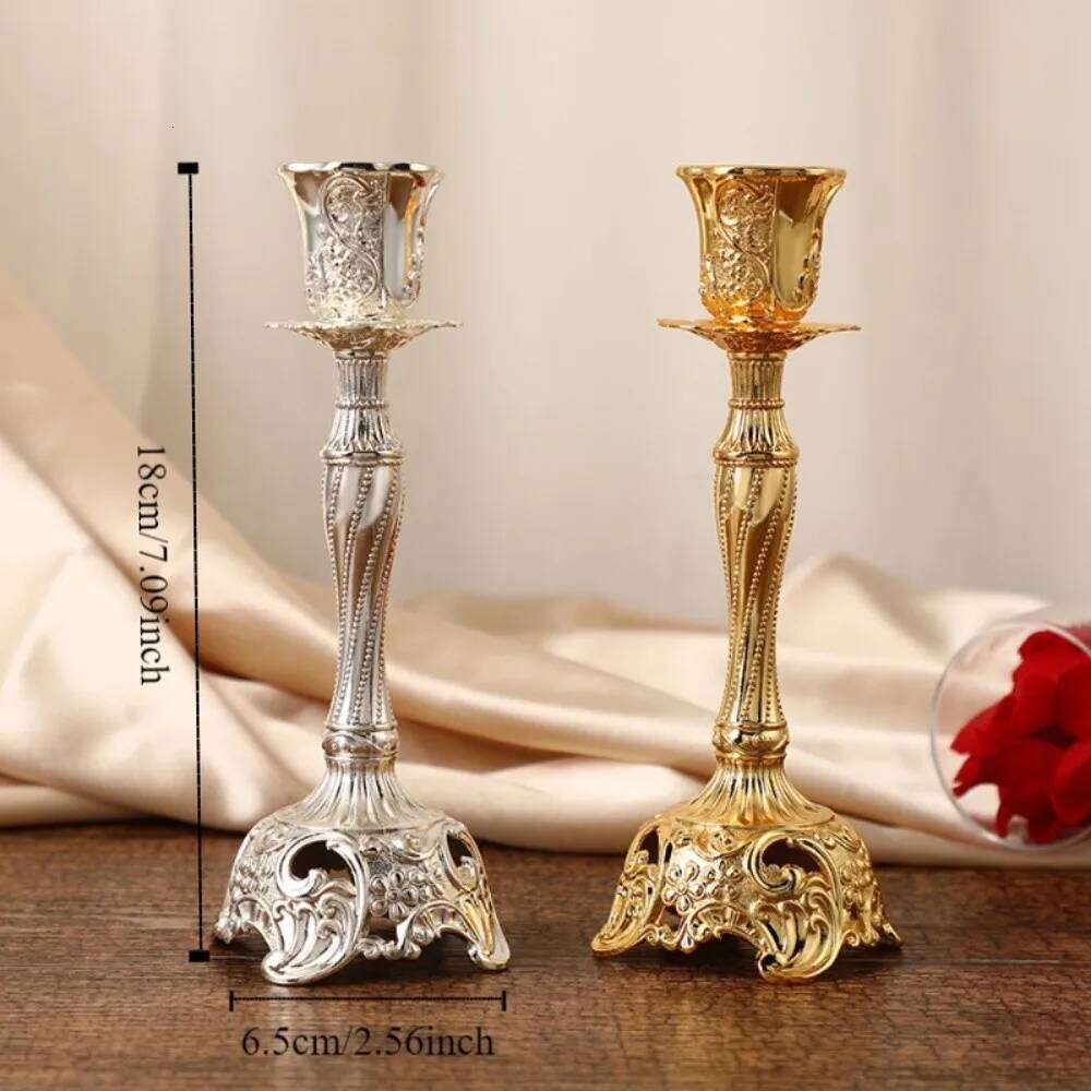 Home Ornament Taper Candle Holder European Style Romantic Retro Single-Headed Dinner Candlestick Banquet H260310