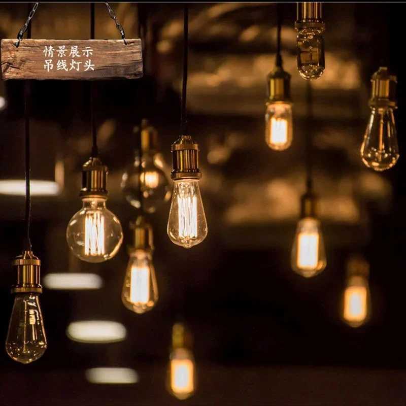 E27 suspension wire lamp holder set Vintage copper metal lamp holder electroplated aluminum shell lamp holder H260310