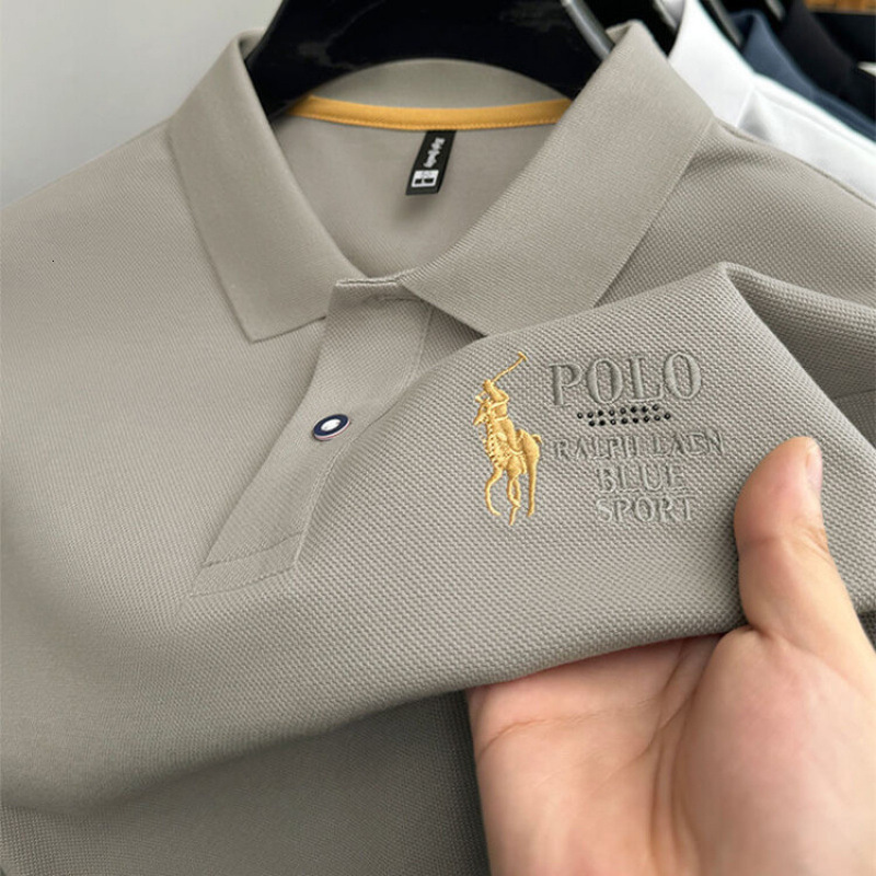 Luxury Brand Designer Clothes Turn-Down Collar Casual Solid Color Fashion Embroidery Imitation Cotton Summer Business New Men's Short Sleeve Polo