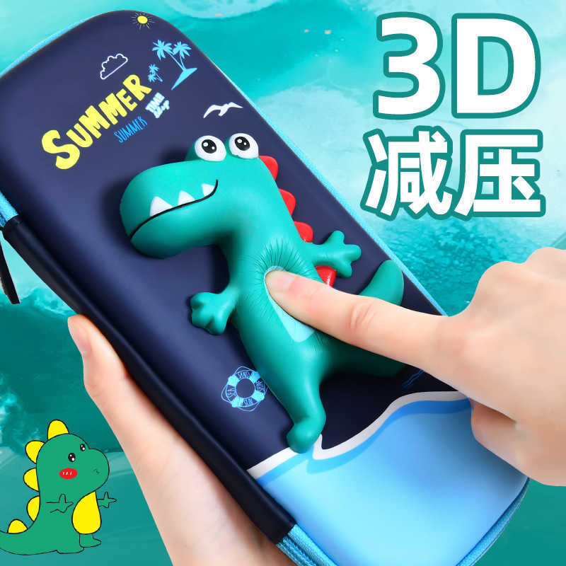 Decompression doll pencil box EVA primary school stationery box 3D kindergarten cartoon cute men and women creative pencil bag T260310