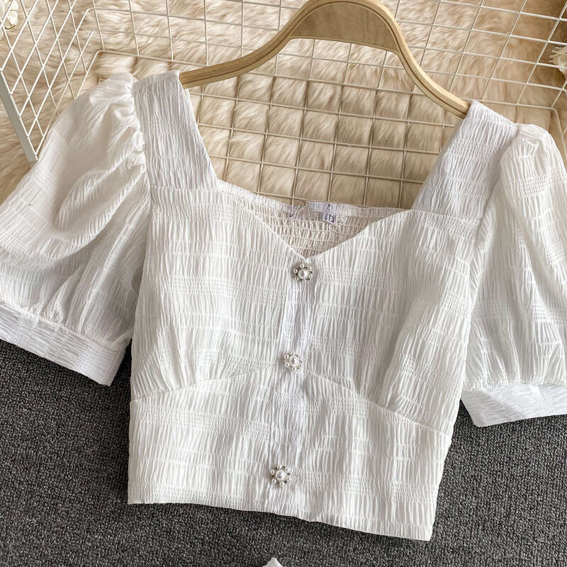 2026 Spring/Summer Designer Women's Fluffy Cake A-line Skirt Two Piece Set High Waist Short Sleeve Top