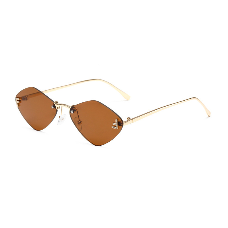 New Framels Sunglass with Letter F Diamond-Shaped Frame, Fashionable Sunglass, Trend, Small Cut-Edge Decorative Sun Protection