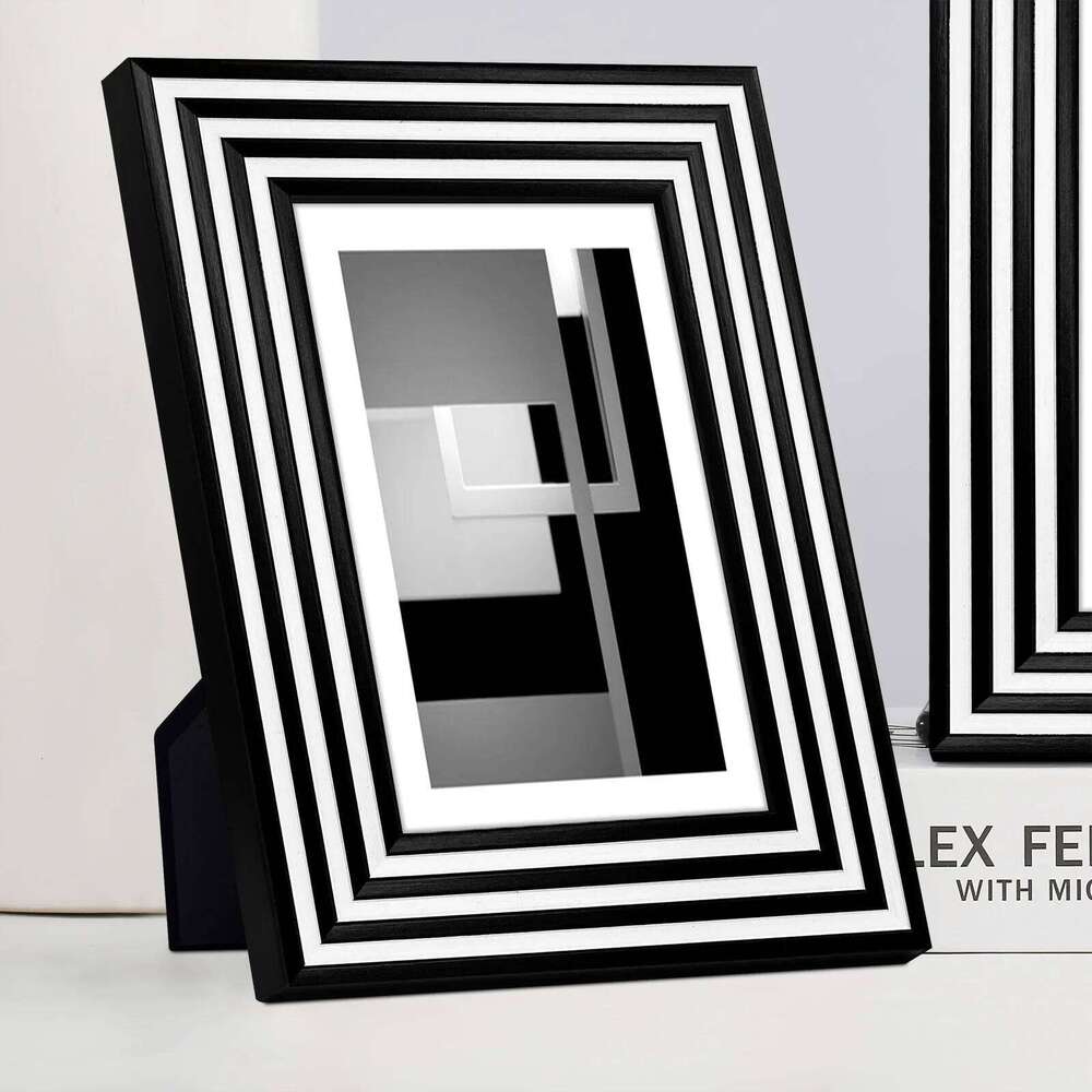 Modern Creative Black And White Striped Wooden Picture Frame Office Sample Study Room Decoration Birthday Party Gift H260310 - view 4