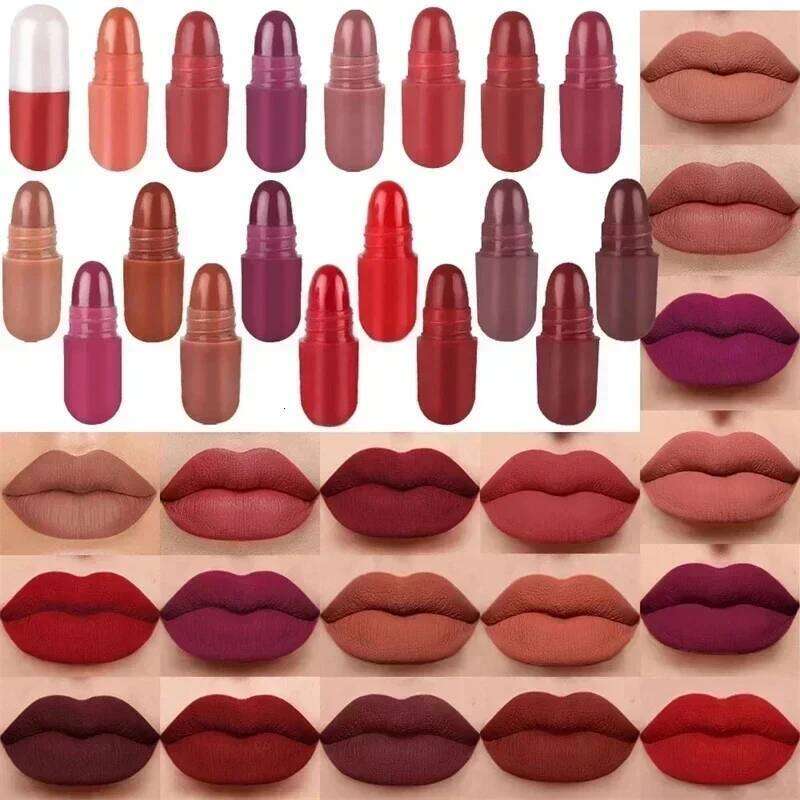 Matte Set Longlasting Waterproof 24H Lipsticks Velvet Macaron Capsule Lip Crayon Non-sticky Easy Color Lipstick Makeup Z260310
