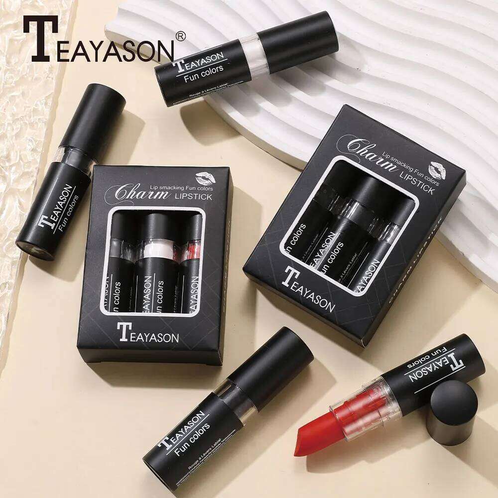Three Velvet Matte Whitening Long-Lasting Non-Drying Black White Red Waterproof Sweat-Proof European and American Style Lipstick Set Z260310