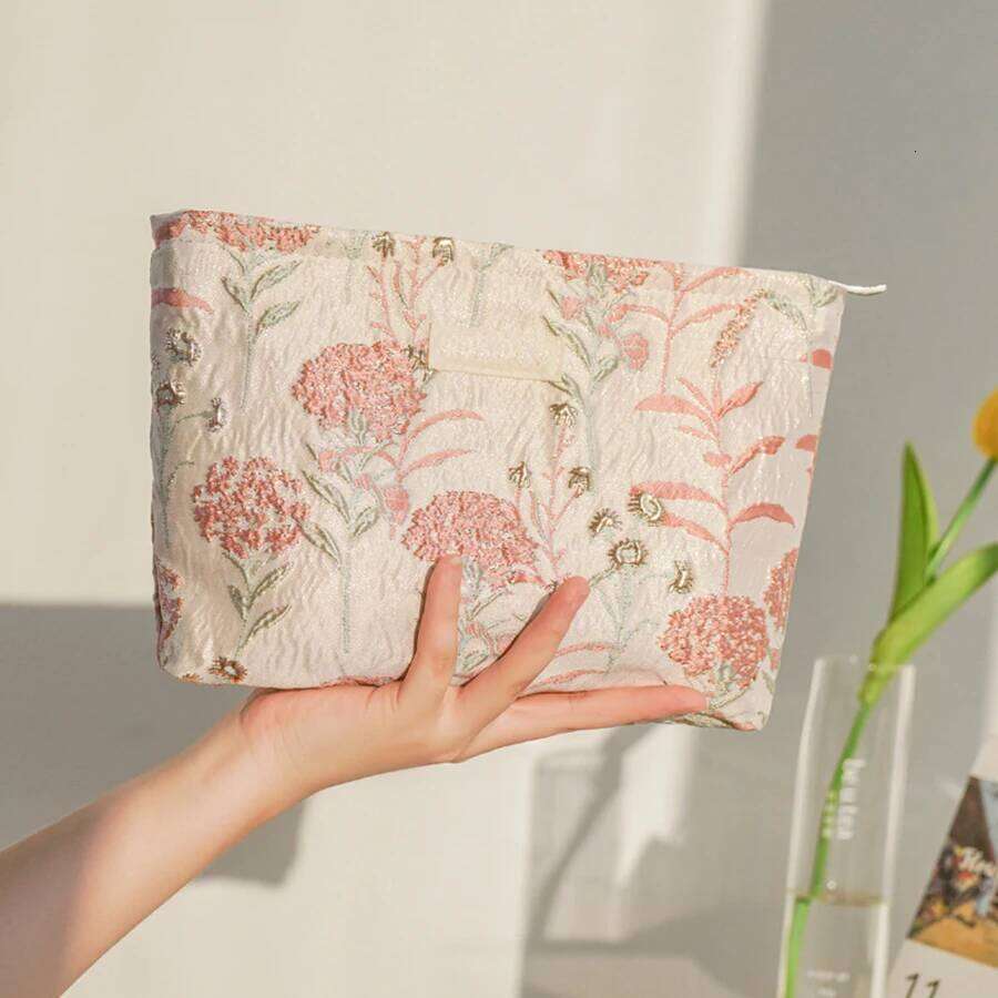 Women's Makeup Pink Bouquet Bulk Cosmetics Lipstick Storage Travel Toiletry Commuting Handy Hand Grab Bag Ins Style XJ260310