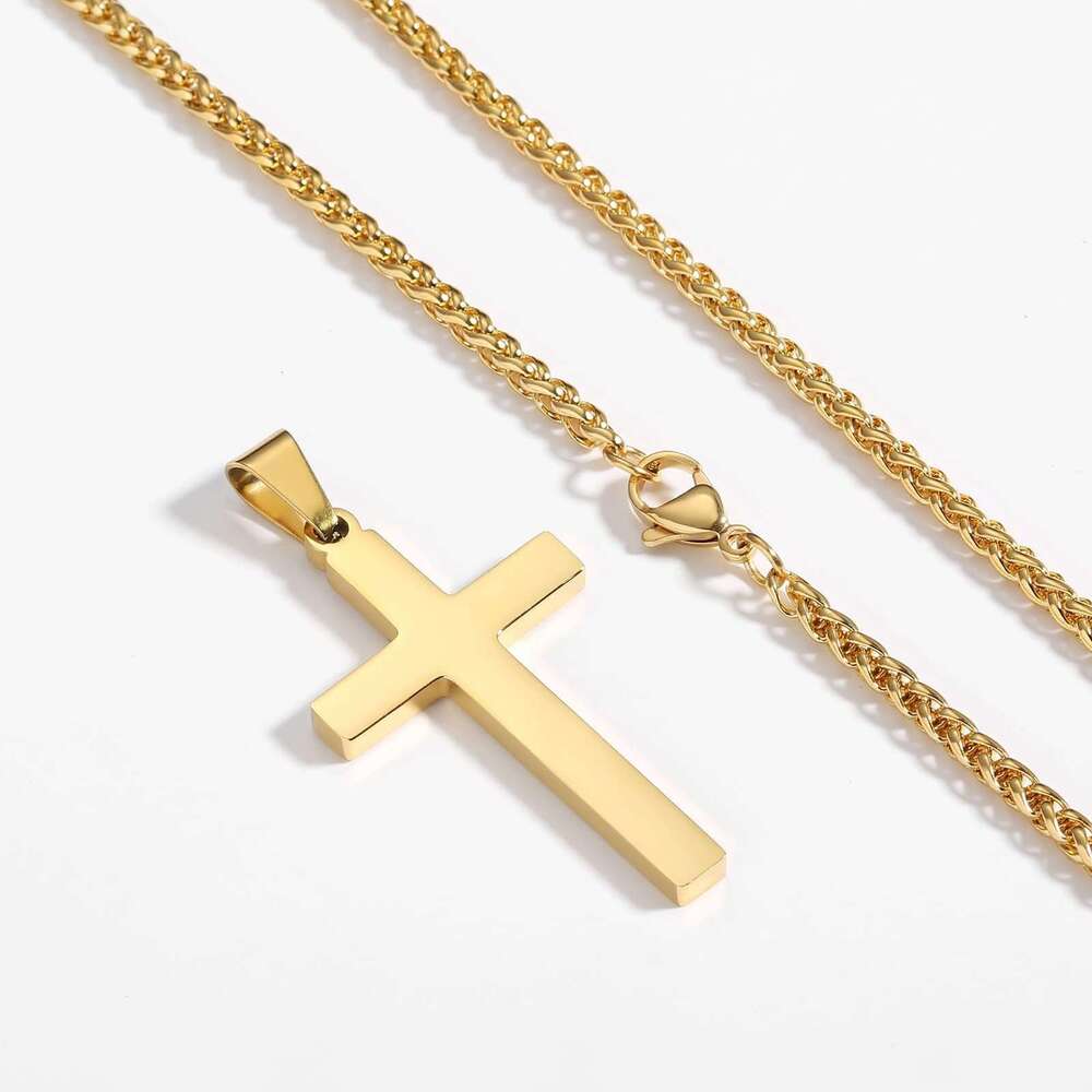 Men's Stainless Hip-hop Trendy Men's Necklace, Titanium Steel Sweater Chain Cross Necklace Accessory