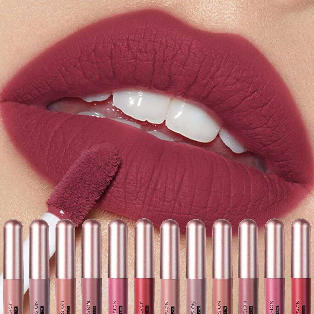 YOUNG VISION 6Pcs/Kit Matte Velvet lips glosses Waterproof Long-Lasting Liquid Lipstick for Flawless Makeup Z260310