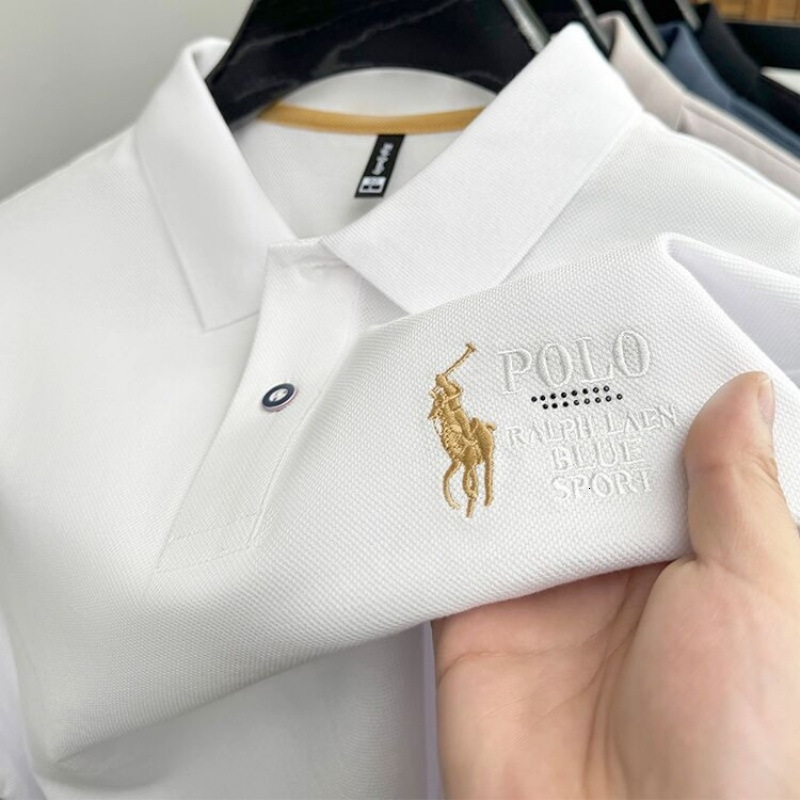 Luxury Brand Designer Clothes Turn-Down Collar Casual Solid Color Fashion Embroidery Imitation Cotton Summer Business New Men's Short Sleeve Polo