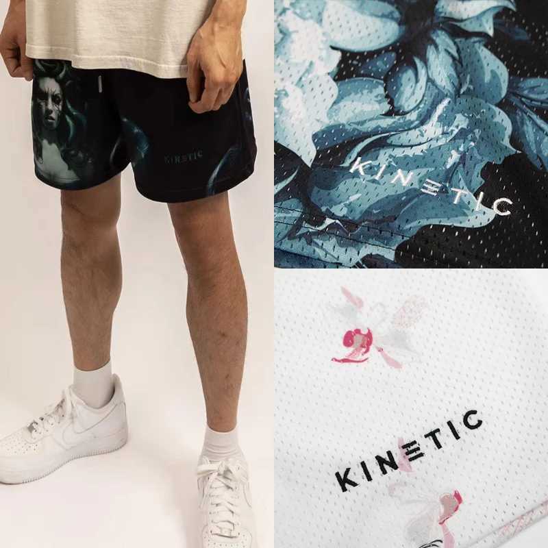 KINETIC Print Trend Shorts Casual Shorts Mens Gym Fitness Sports Streetwear Short Pants Quick Dry Mesh Loose Basketball Shorts N260310