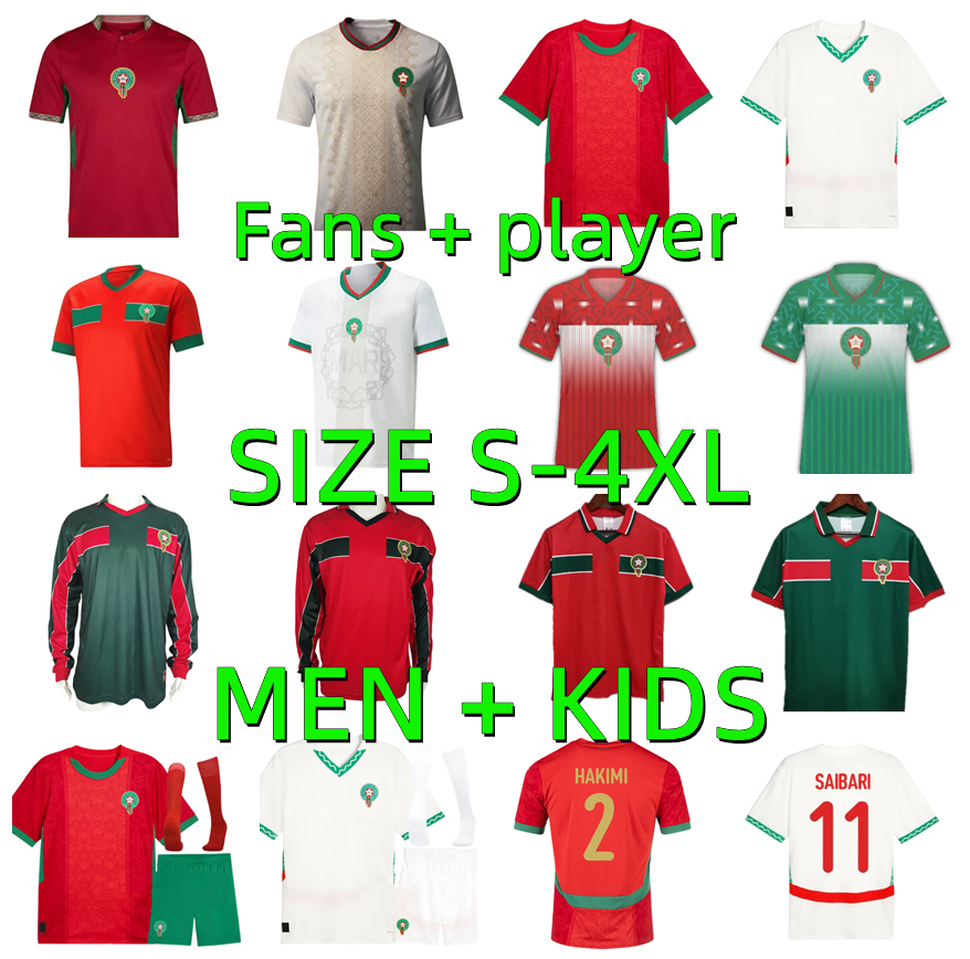 22 23 25 26 27 Morocco soccer jerseys 2026 2027 Ziyech HAKIMI BRAHIM HARIT retro 1994 1998 Player version Men kids kit football shirts maillot de foot Training Uniform
