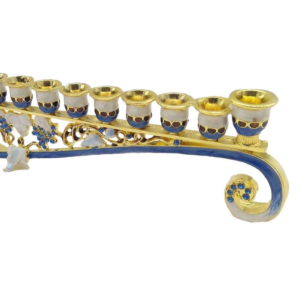 Gold Blue 9 Branch Holder for Hanukkah Menorah Candelabrum Candle Stand Christmas Party Wedding Home Decor Candlesticks H260310