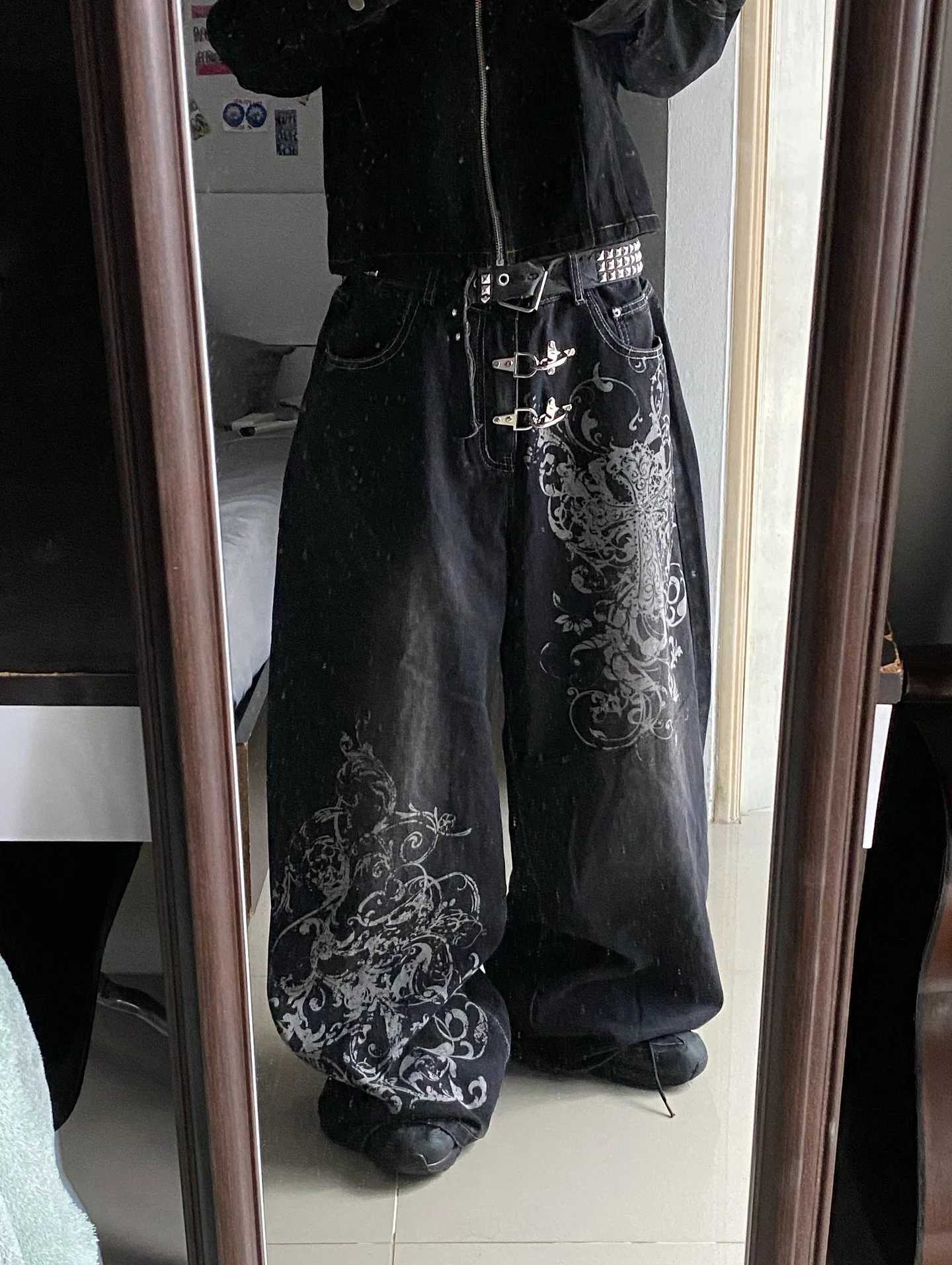 2025 vintage baggy jeans y2K harajuku trend men and women hip hop fashion casual Joker couple Wide-leg pants streetwear M260310