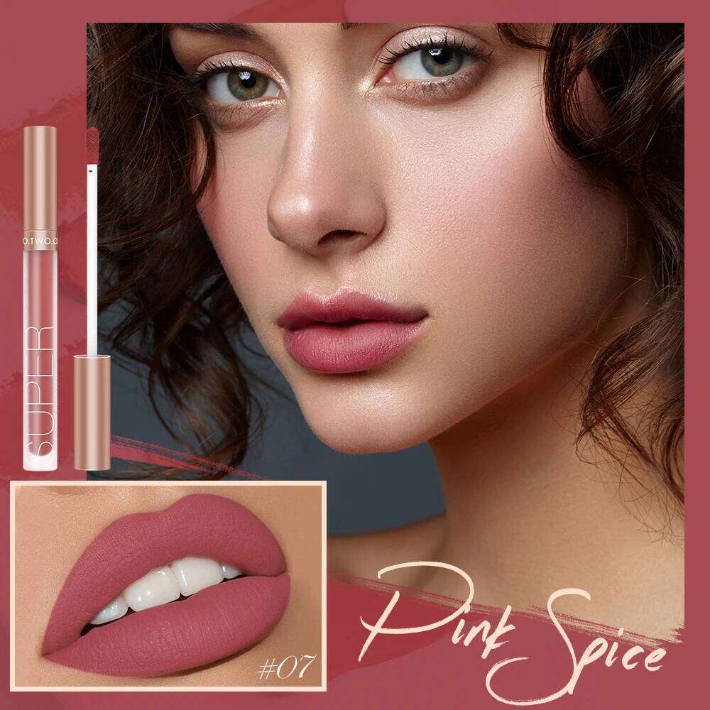 O.TWO.O Matte Liquid Long Lasting Lip Glaze Super Soft Sexy Red Nude Pink Lipgloss Waterproof Makeup Cosmetics Lipstick Z260310