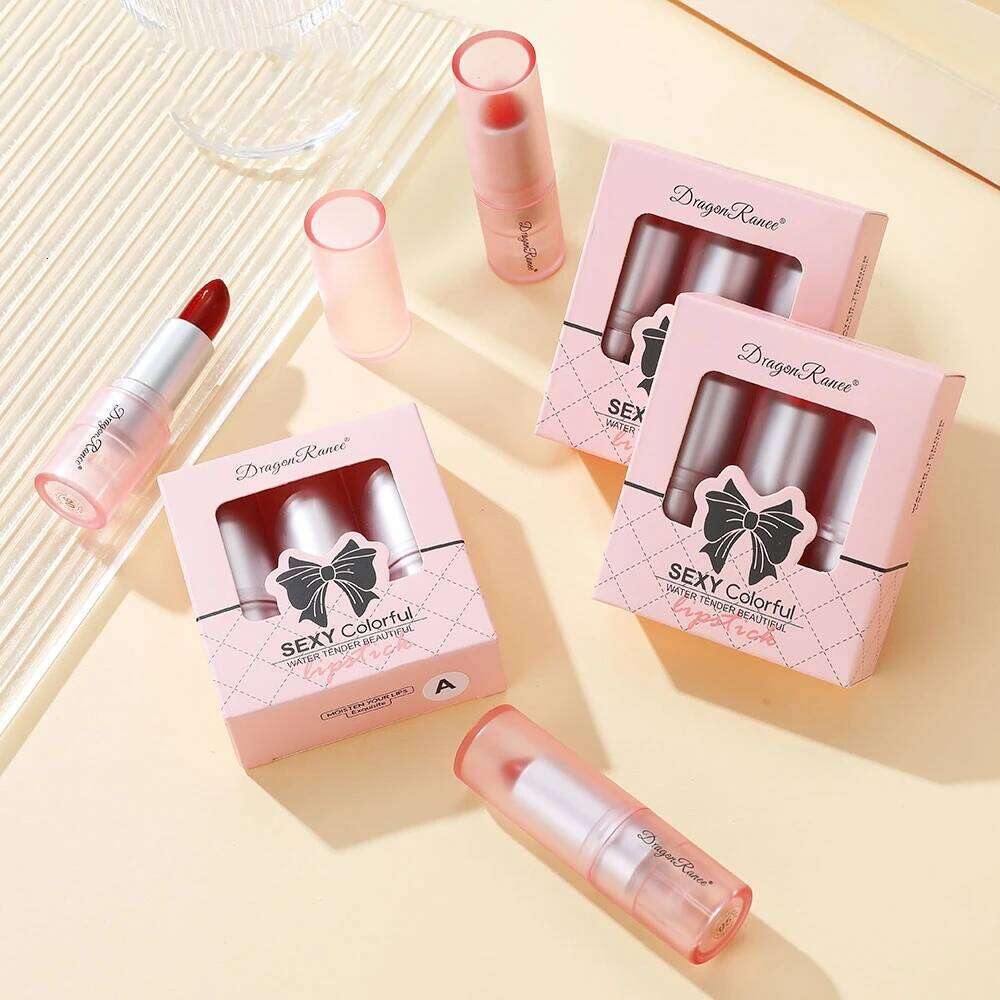 3-pack lipstick set, delicate, smooth, durable, waterproof, matte pearl, shiny, sparkling lipstick, holiday gift, party, versati Z260310