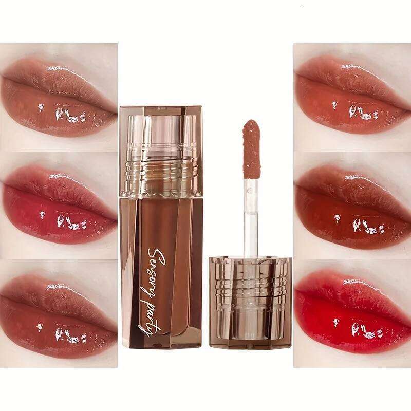 Waterproof Glossy Tint, High Shine Moisturizing Lip Gloss, Long Lasting Berry Liquid Lipstick Non-Stick Cup Z260310