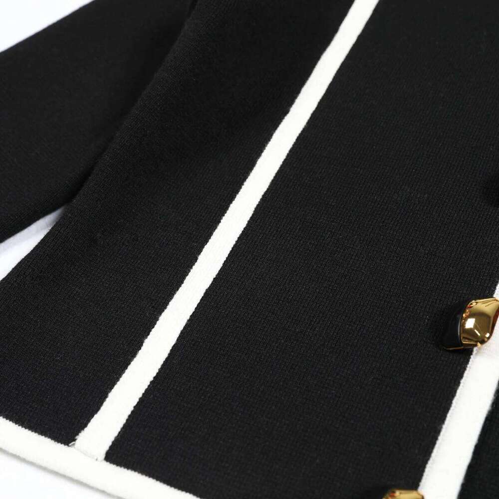 High Quality And Fashionable New Knitted Patchwork Lapel Button Long Sleeved Cardigan Straight Leg Pants Women S Suit MAKOUFEI