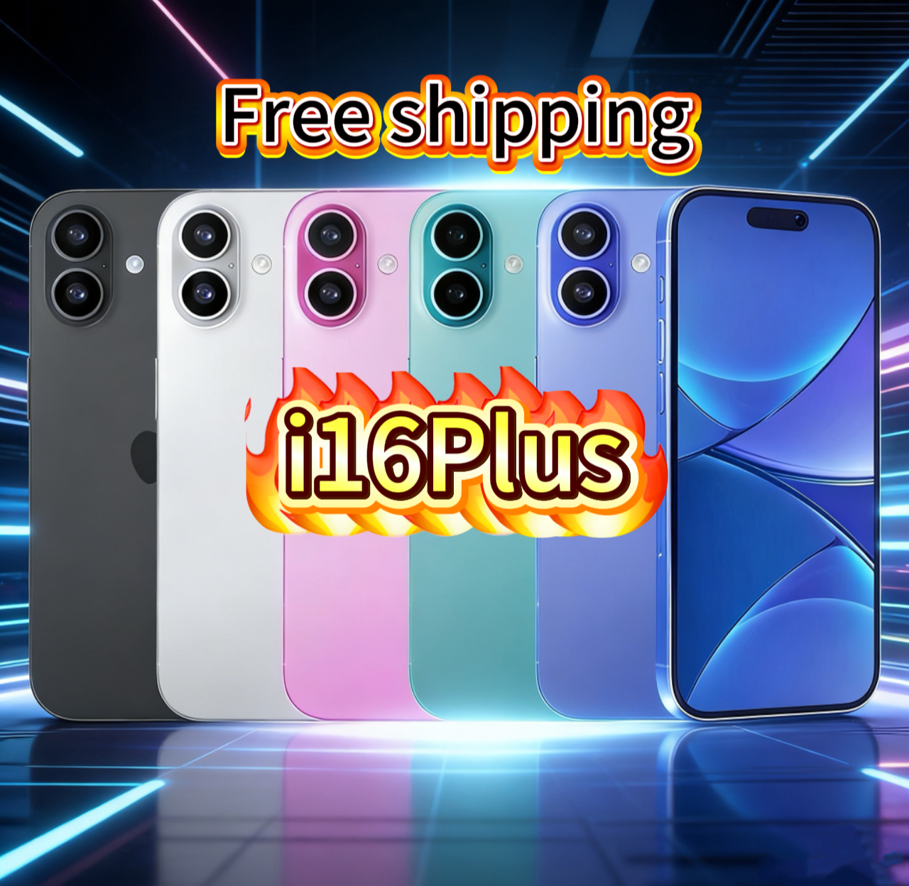 i16 Plus 6.7 inches Smartphone Android CellPhone 8G+256GB Fingerprint Face ID dual SIM Cell Phone