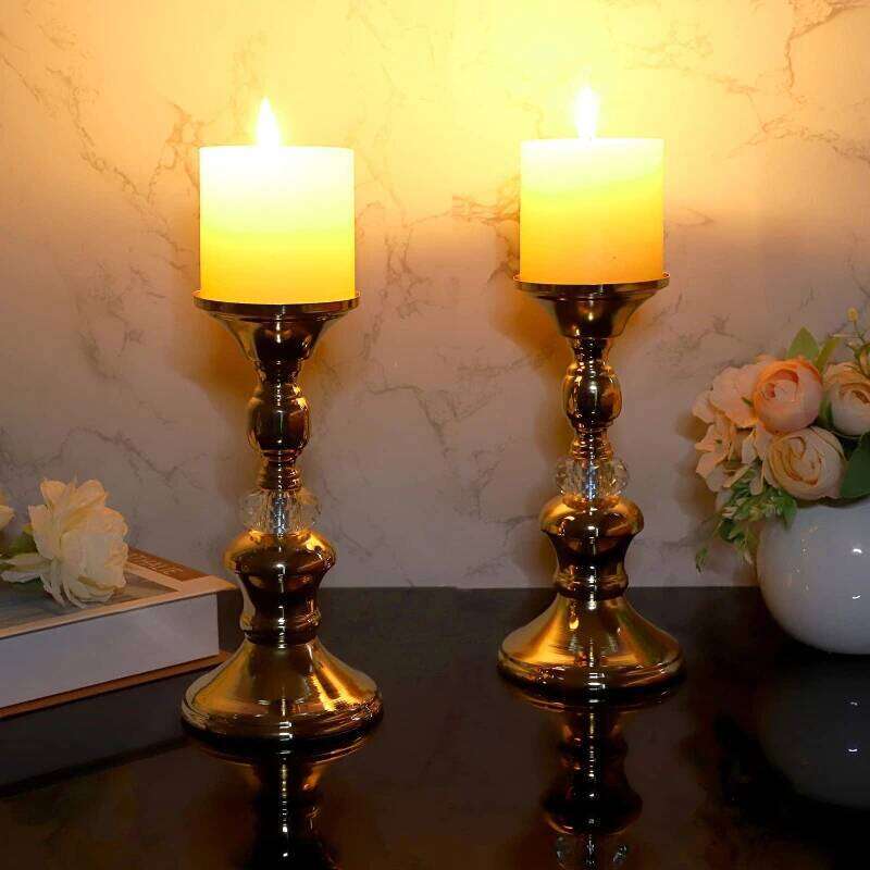 1pc Iron Roman ColumnVintage Metal Pillar Candlestick Holders Elegant Crystal Candle Stands Home Decoration H260310