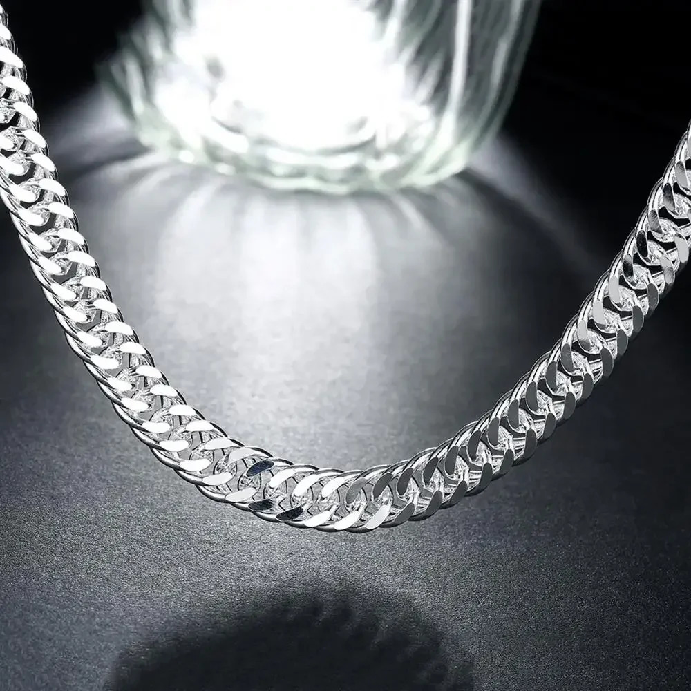 fine Width 6MM chain 925 Sterling Silver Necklaces for Women Men Charm fashion Jewelry wedding Party Holiday gift 45-60cm 260309 - view 4
