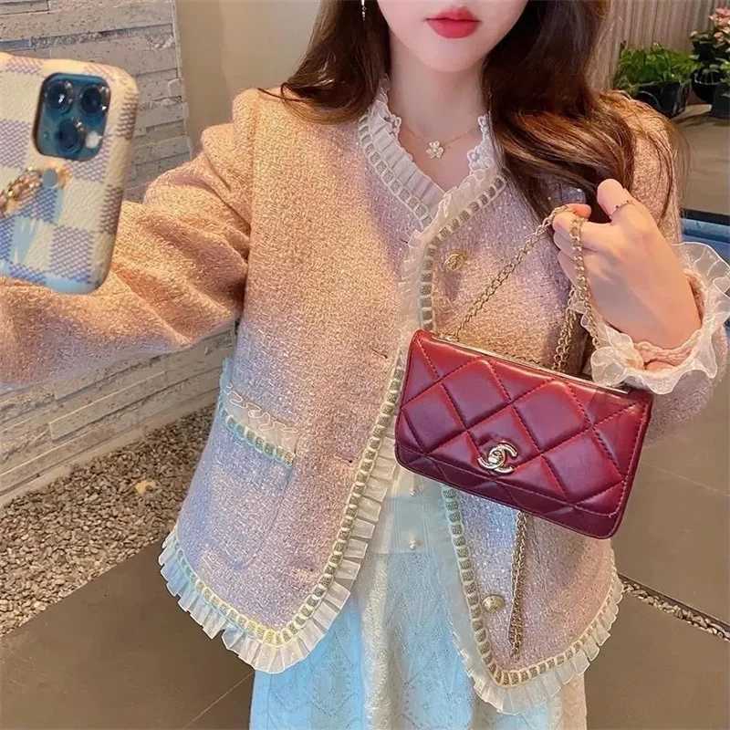 Retro Mesh Splicing Tweed Top For Womens Jacket 2025 Spring New Socialite Temperament Xiaoxiangfeng Short Jackets Female CoatT260310