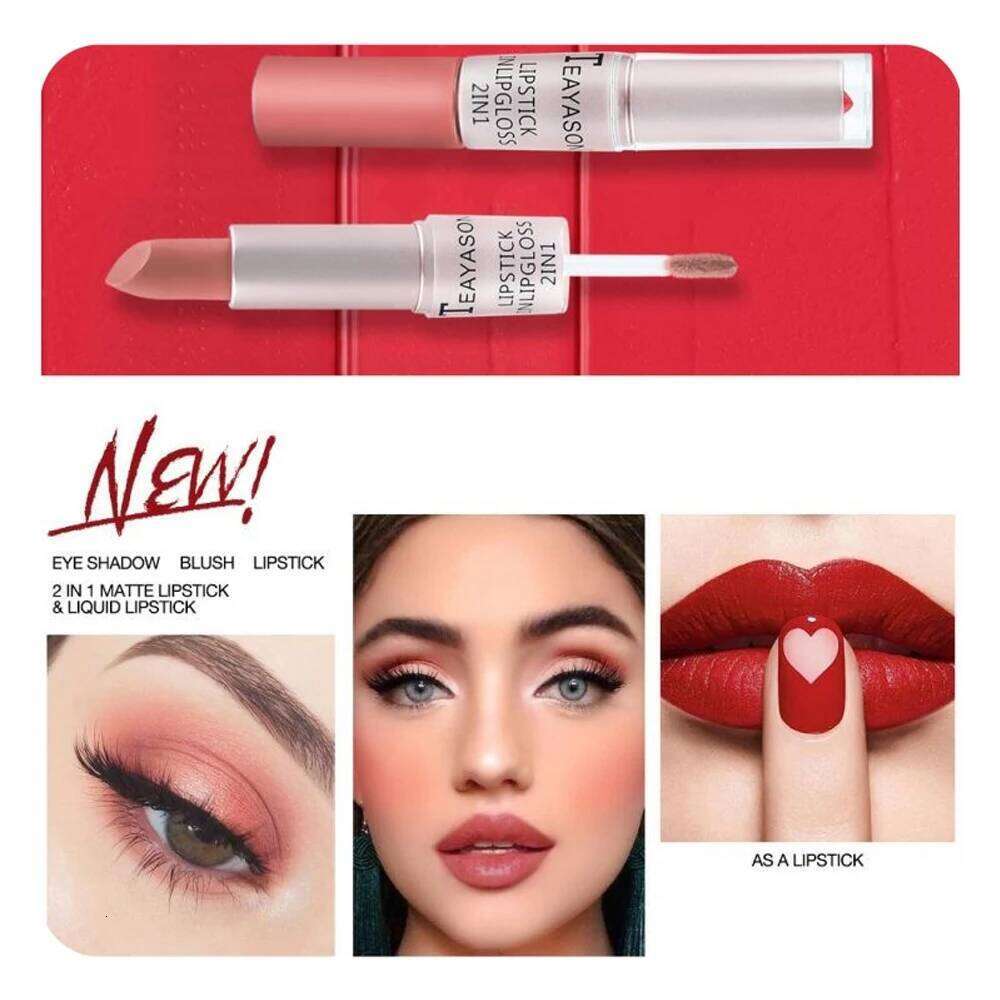 Double-Ended Velvet Matte with Long-Lasting Effect, Brightening Complexion-Enhancing Pen for Autumn and Winter, Non-Transfer Matte, Valentine's D