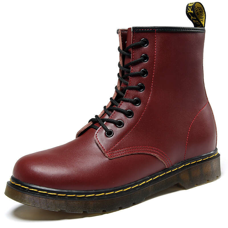 New European Style Couple Martin British Retro High-top Work Shoes Cowhide Round Toe Unisex Leather Boots Free Shipping
