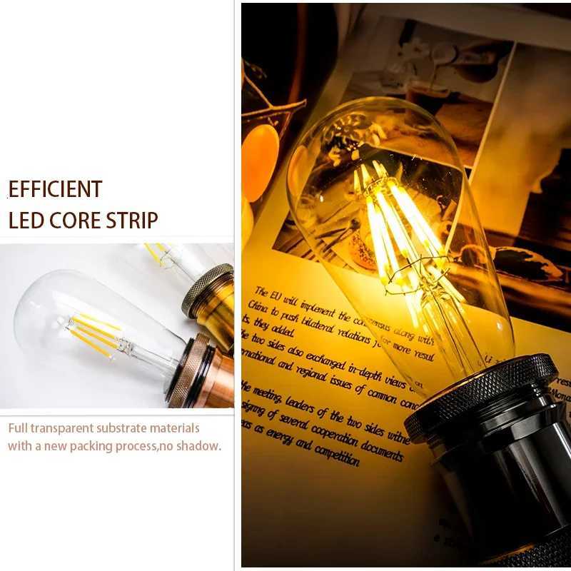 6Pcs Retro Edison E27 E14 LED Filament Lamp AC 220V Light Bulb C35 G45 A60 ST64 G80 G95 Lampada Glass Bulb Vintage Candle Light H260310