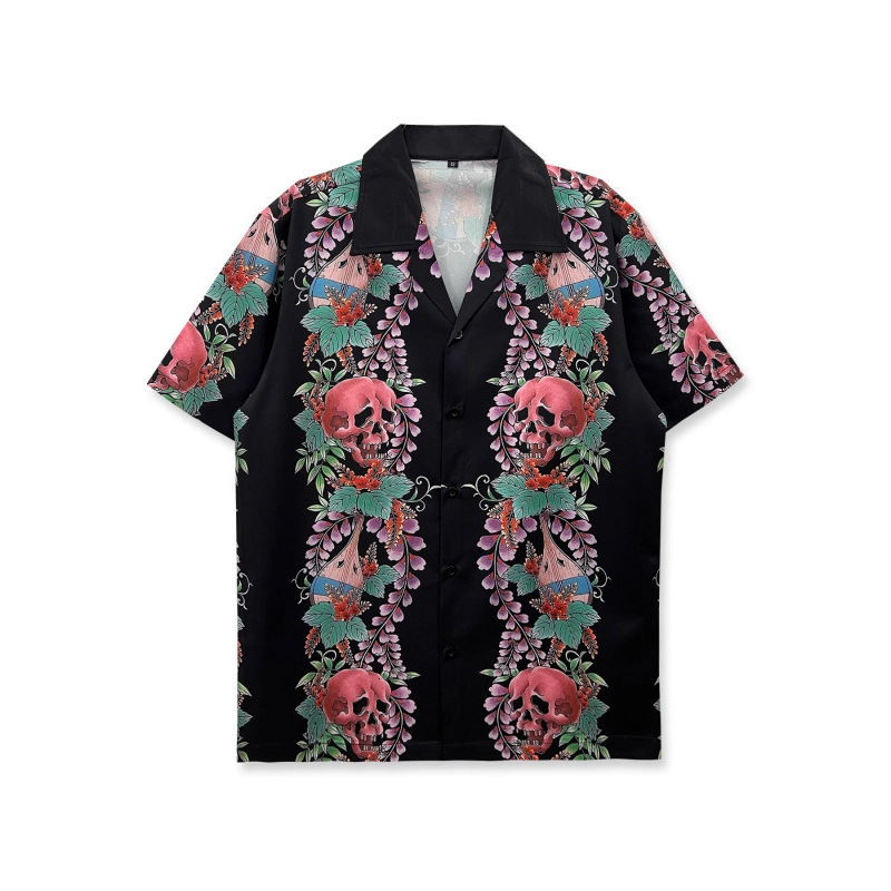 Luxury Brand Designer Clothes Foreign Trade Hawaiian Shirt, Cuban Style, Short-Sleeved, Loose, Vintage, Casual Beach Floral Shirt For Men And Women