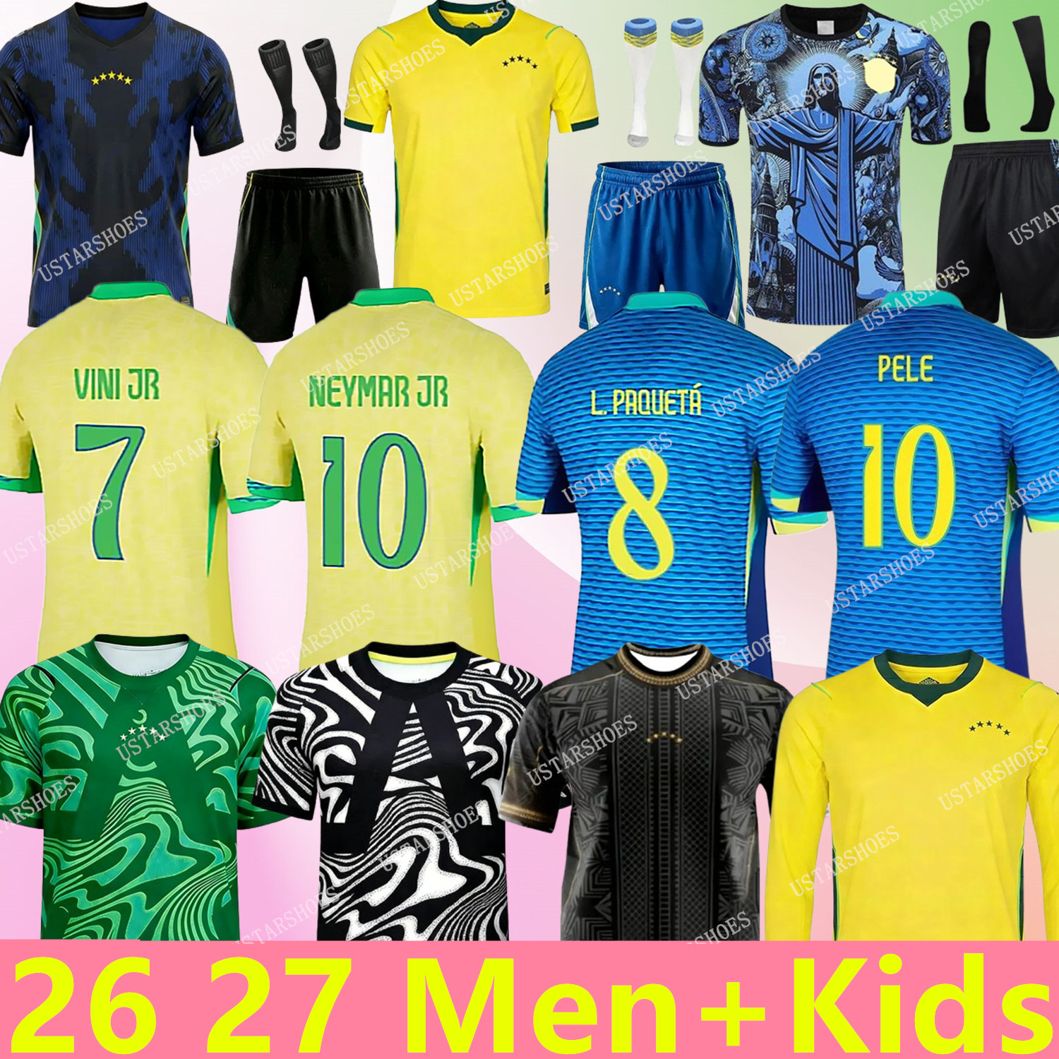 Brasil 26 27 Soccer Jerseys World Cup 2026 BraziLS Football top Shirt VINI JR RODRYGO PELE RIVALDO 2026 2027 Vintage NEYMAR JR Ronaldinho camisa futebol brasil Kid kit