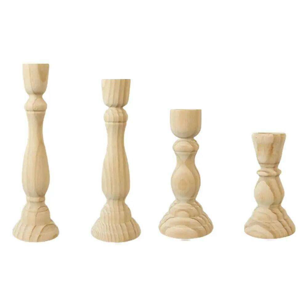 Wooden Candle Holder For Wedding Decorations Retro Wood Classic Candlestick andle Stand Party Living Room Home Decoration H260310