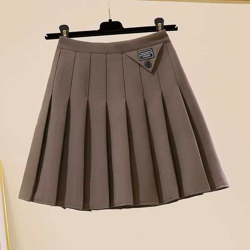 Korean Fashion Autumn New Womens Solid Pleated Zipper Simplicity Preppy Style Chic High Waist Short Slim A-line Pleated SkirtT260310