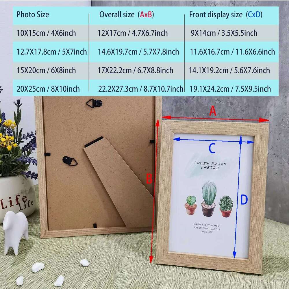 Wood Photo Picture Frame 10x15cm/15x20cm/20x25cm/A4 - Desk or Wall Hanging, Commemorative Gift, Home Decor H260310 - view 5