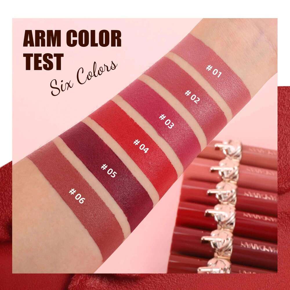 Creamy Velvet Lipstick Moisturizing Long Lasting Waterproof Non Stick Cup Rich Color 6 Shades Smooth Lip Makeup For Women Z260310