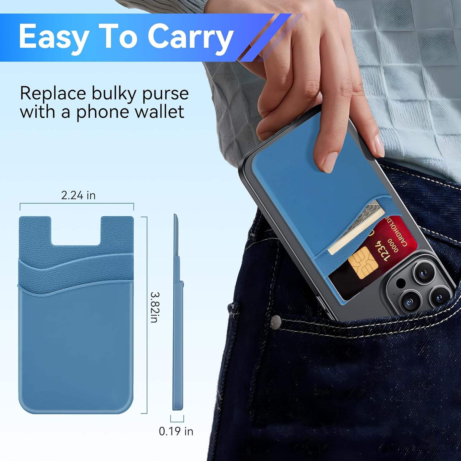 Silicone Phone Back Card Holder Glued to Mobile Phone Self-adhesive Mini Wallet Card Holder Credit Pocket