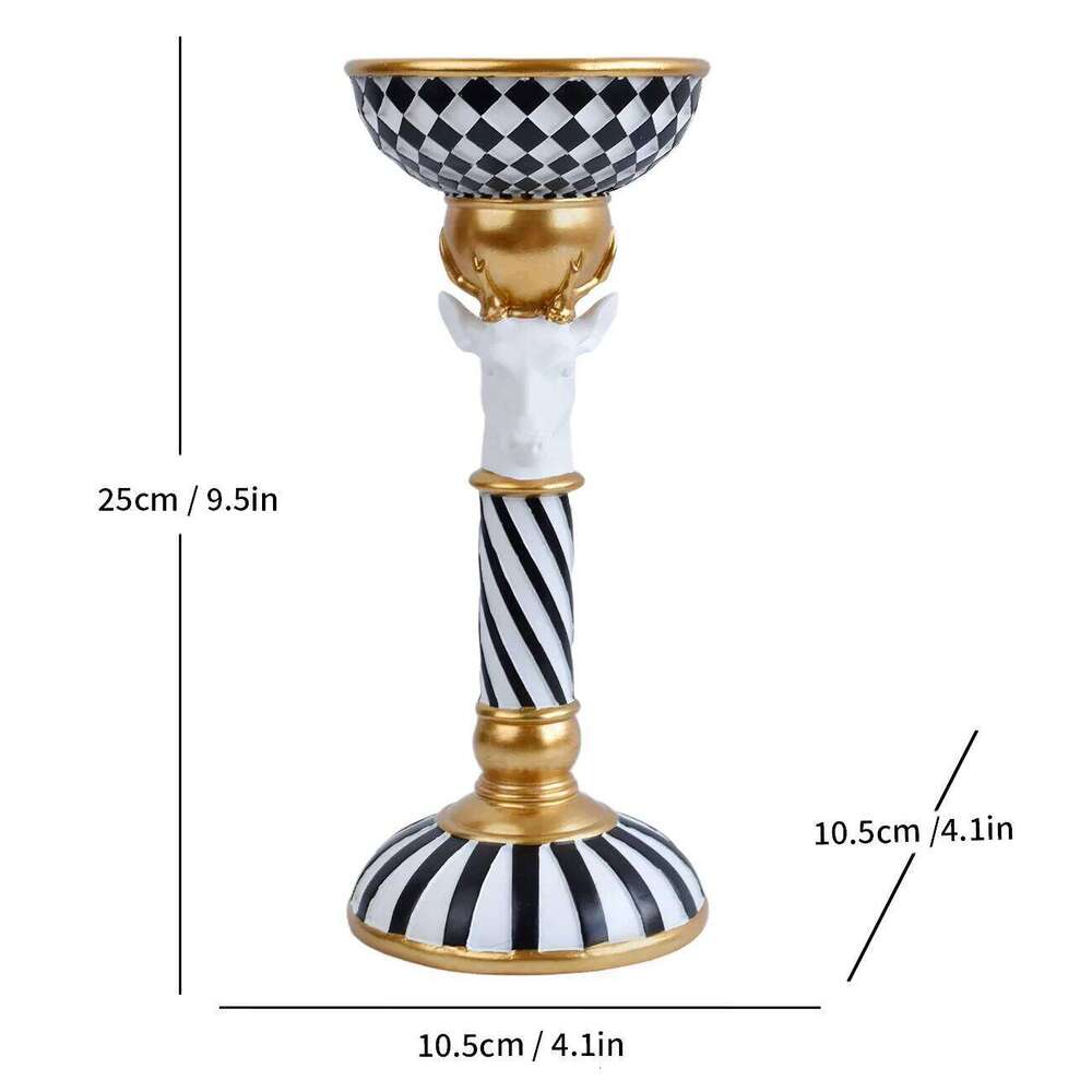 Europe Statue Holder Resin 3D Animal Head Figurine Vintage Striped Candle Stand Christmas Home Desktop Decoration H260310