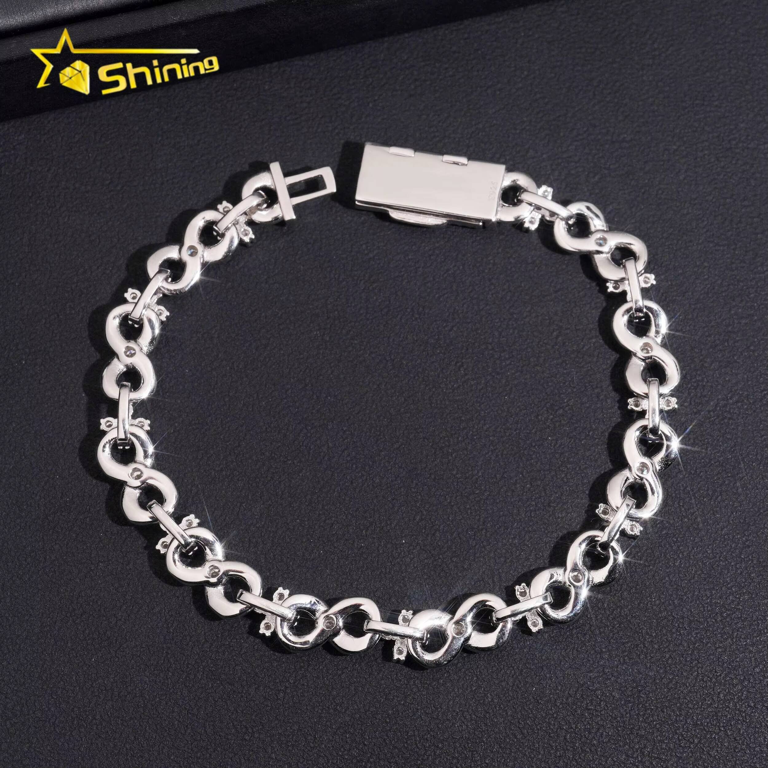 Pass Diamond Tester Moissnaite Mens Infinity Cuban Bracelet S925 Gold Plated Luxury Cuban Link Bracelet Hip Hop Jewelry