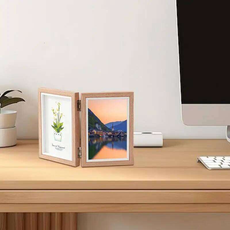 Rustic Triple Family Picture Hinged Folding Collage Frame 4x6 Three Opening Photo H260310 - view 3