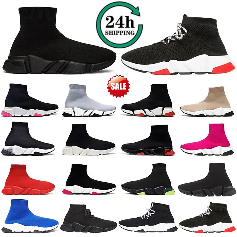 2026 Designer shoes sneakers for men women high triple Black Red White Beige Pink Cristal Clearsole mens fashion sports trainers speed trainer socks boot EUR 35-45