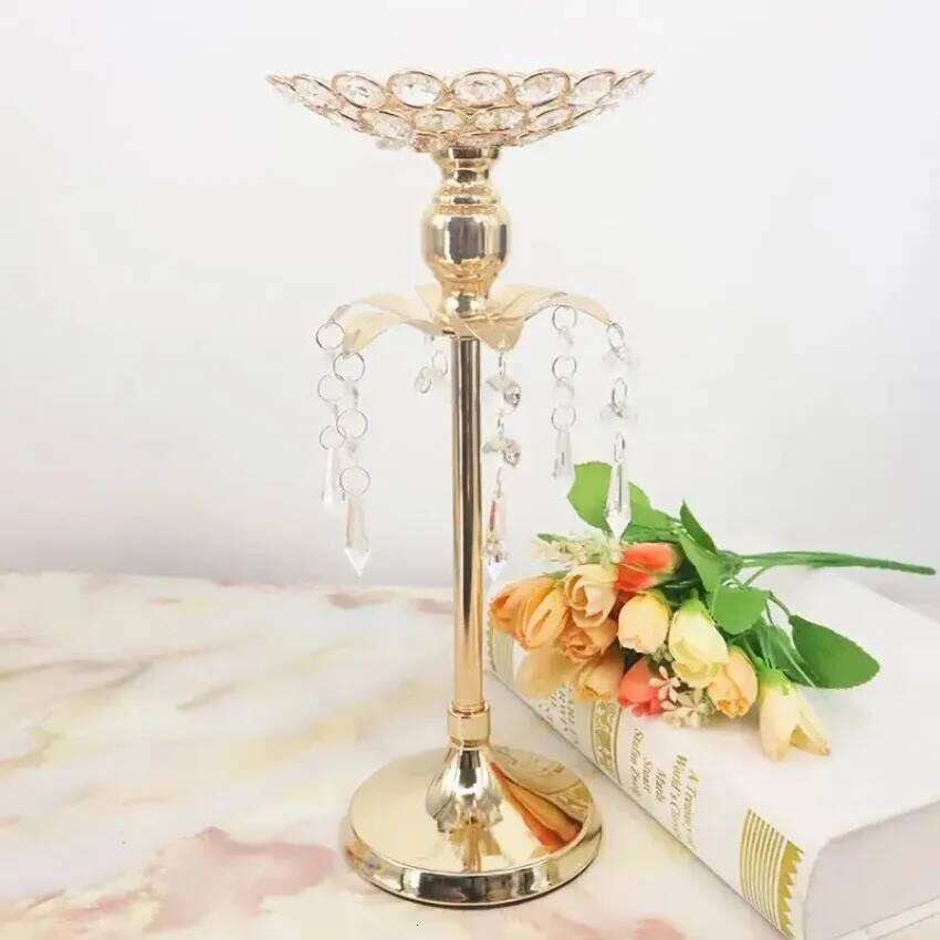 20-30CM Gold Crystal Candle Wedding Decoration Table Centerpieces Candelabra Birthday Party Flower Vase Holder Home Decor H260310