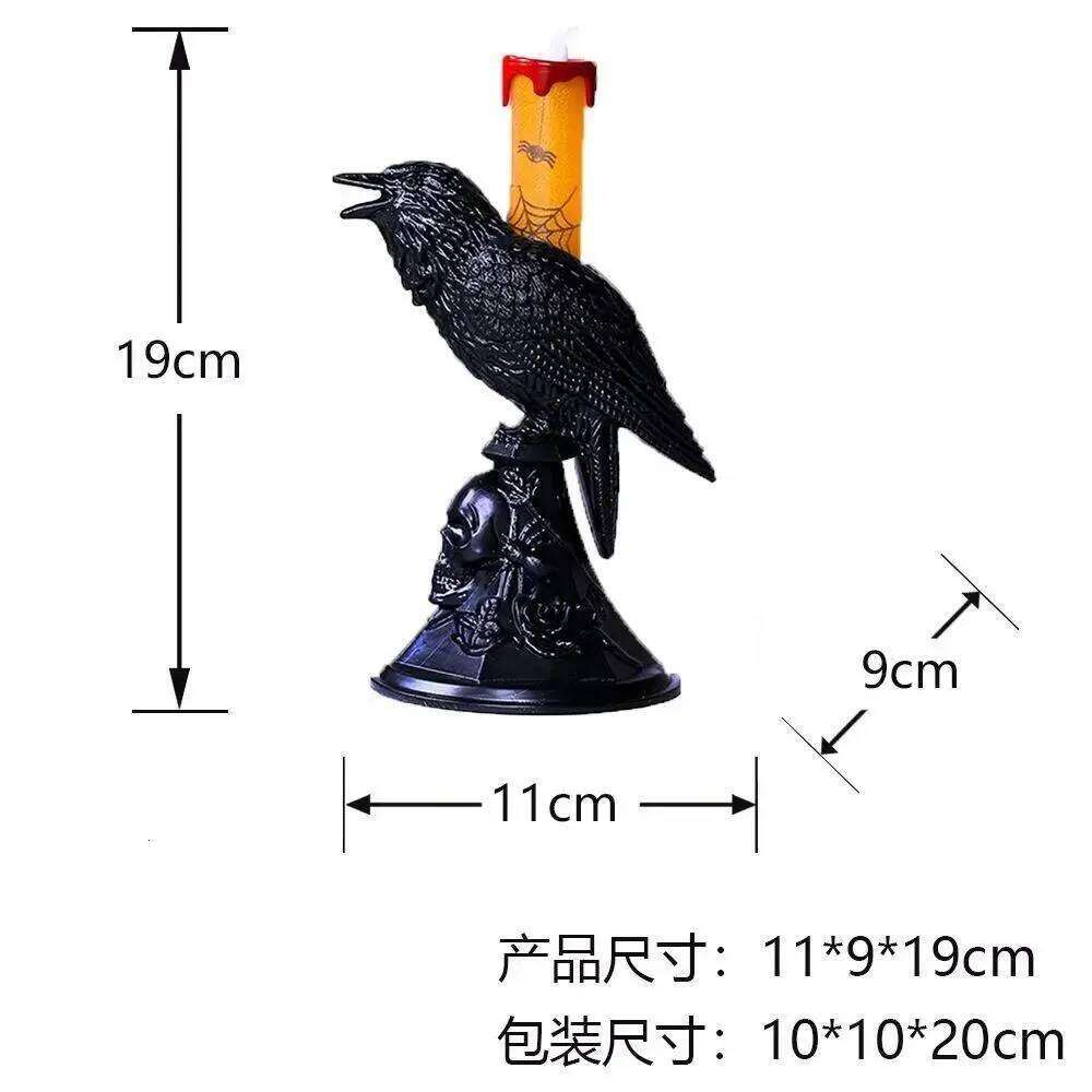 Black Crow Statue Candlestick Halloween Supplies Candle Home Desk Lamp Horror Theme Festival Party Decoration H260310