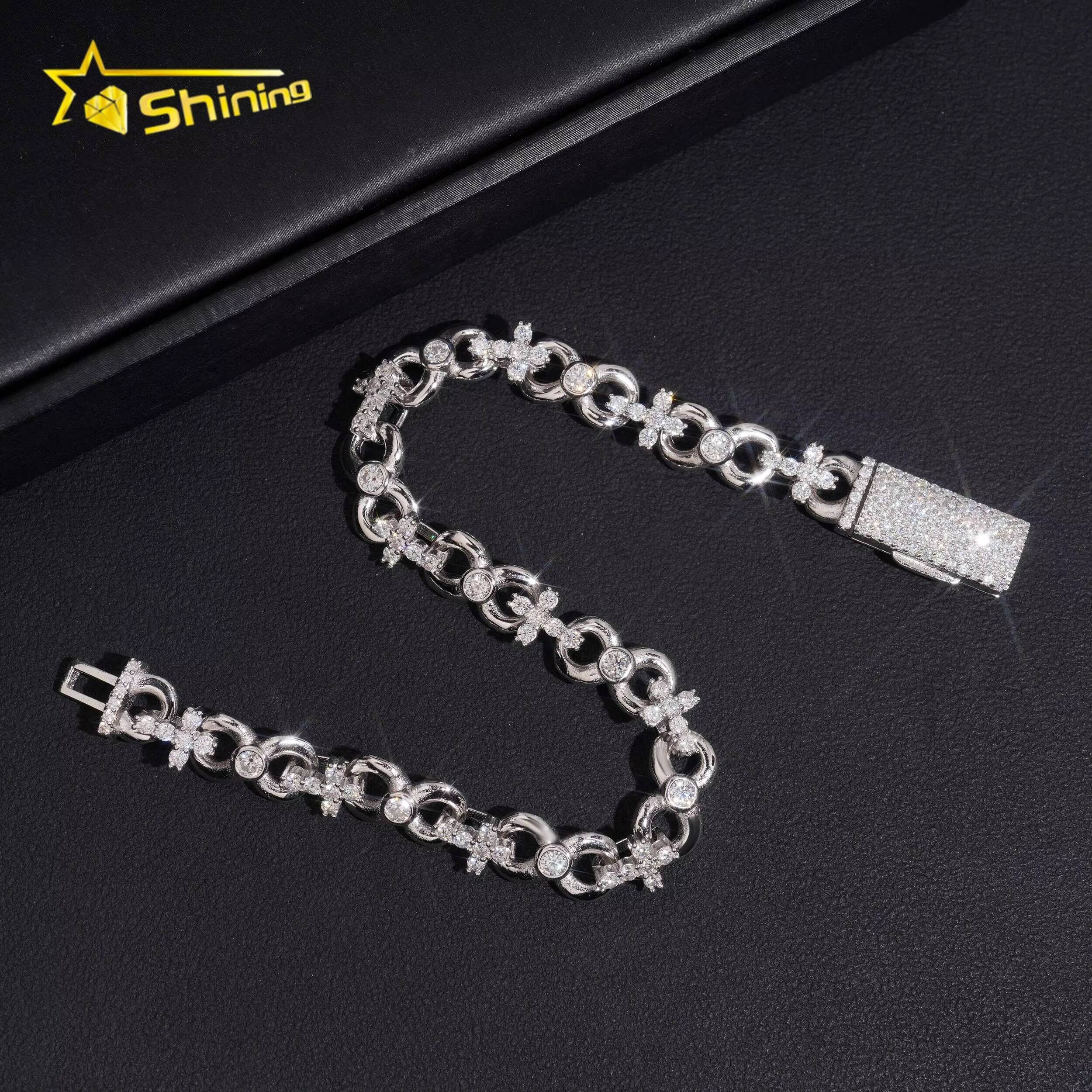 Pass Diamond Tester Moissnaite Mens Infinity Cuban Bracelet S925 Gold Plated Luxury Cuban Link Bracelet Hip Hop Jewelry