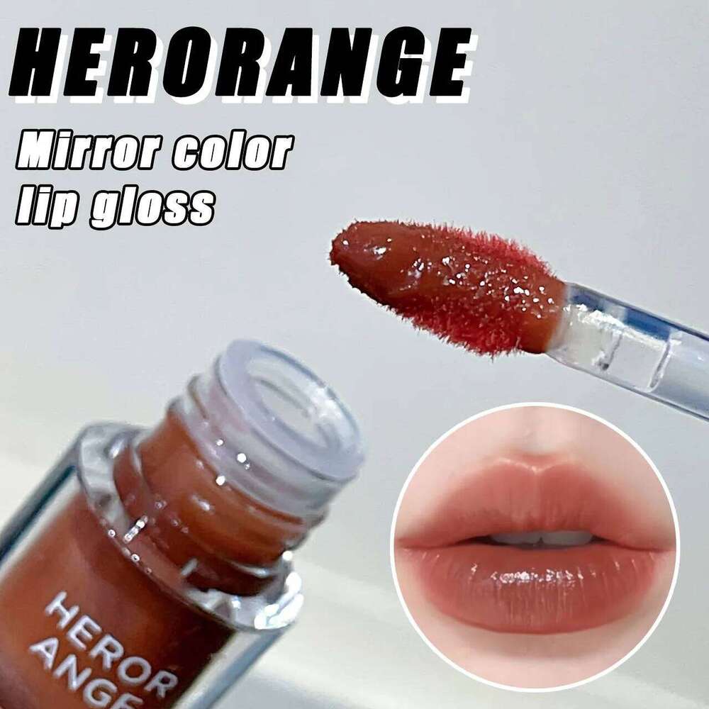 Herorange Mirror Gloss Water Glossy Glaze Ultra Pigmented Long-Lasting Non-Stick Cup Non-Sticky Moisturizing High Saturation Liquid Lip Mud Christmas 