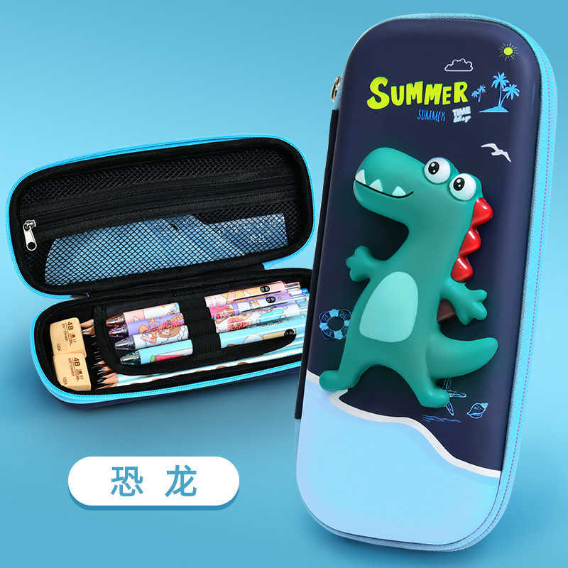 Decompression doll pencil box EVA primary school stationery box 3D kindergarten cartoon cute men and women creative pencil bag T260310