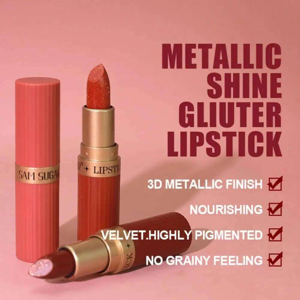 6pcs Diamond Pink Lipstick Set Chocolate Brown Metallic Glitter Long Lasting Shimmer Pearl Sparkling Lip Gloss Makeup Z260310